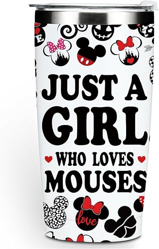 Inspired Cartoon Mouse Tumbler, Magic Mouse Lovers Coffee Mug Animal Lovers Mouse Themed Gifts for Women Girls Sister Friendship Birthday Christmas 20 oz Stainless Steel Travel Thermos Insulated Cup