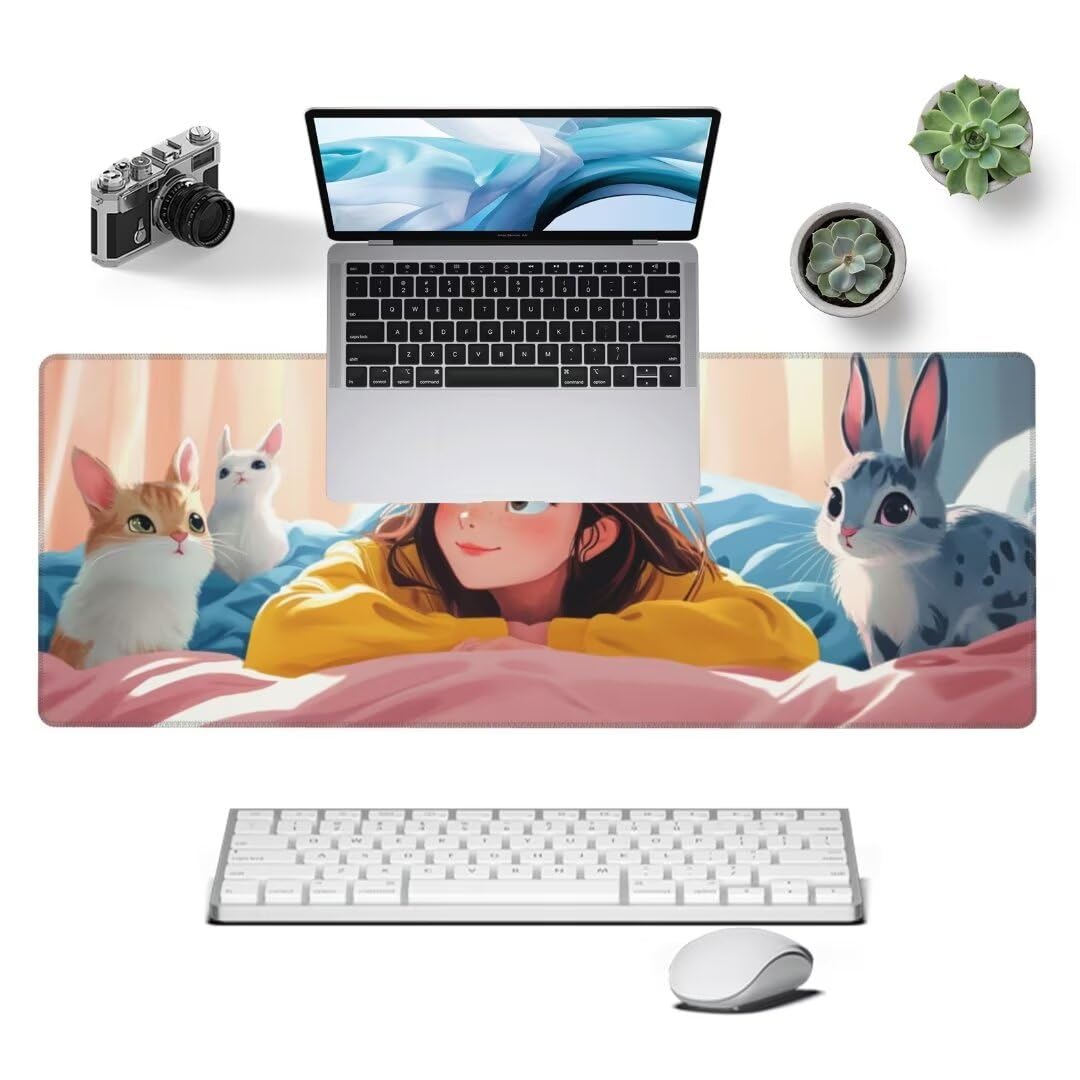 Podkładka pod mysz anime 150 x 60 cm, duża podkładka pod mysz, wodoodporna podkładka pod mysz księżniczki, XXL, gamingowa podkładka pod mysz z antypoślizgową gumową podstawą, podkładki pod mysz,