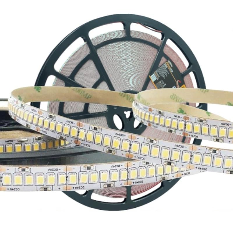 Generic UNIVERSO STRISCIA LED SMD 2835 BOBINA DA 50 METRI 12.6W/M 24V MONOCOLORE 240 LED/METRO 56700 LUMEN IP20 (BIANCO FREDDO), 50M-24V-240