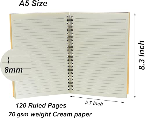 Miniatura 4 de YYaaloa 4-Pack A5 Lined Sketch Book Soft Cover Spiral Notebooks Journals 120 Pages 5.7" x 8.3" Cream colored paper (A5 Lined 4 color 4pcs)