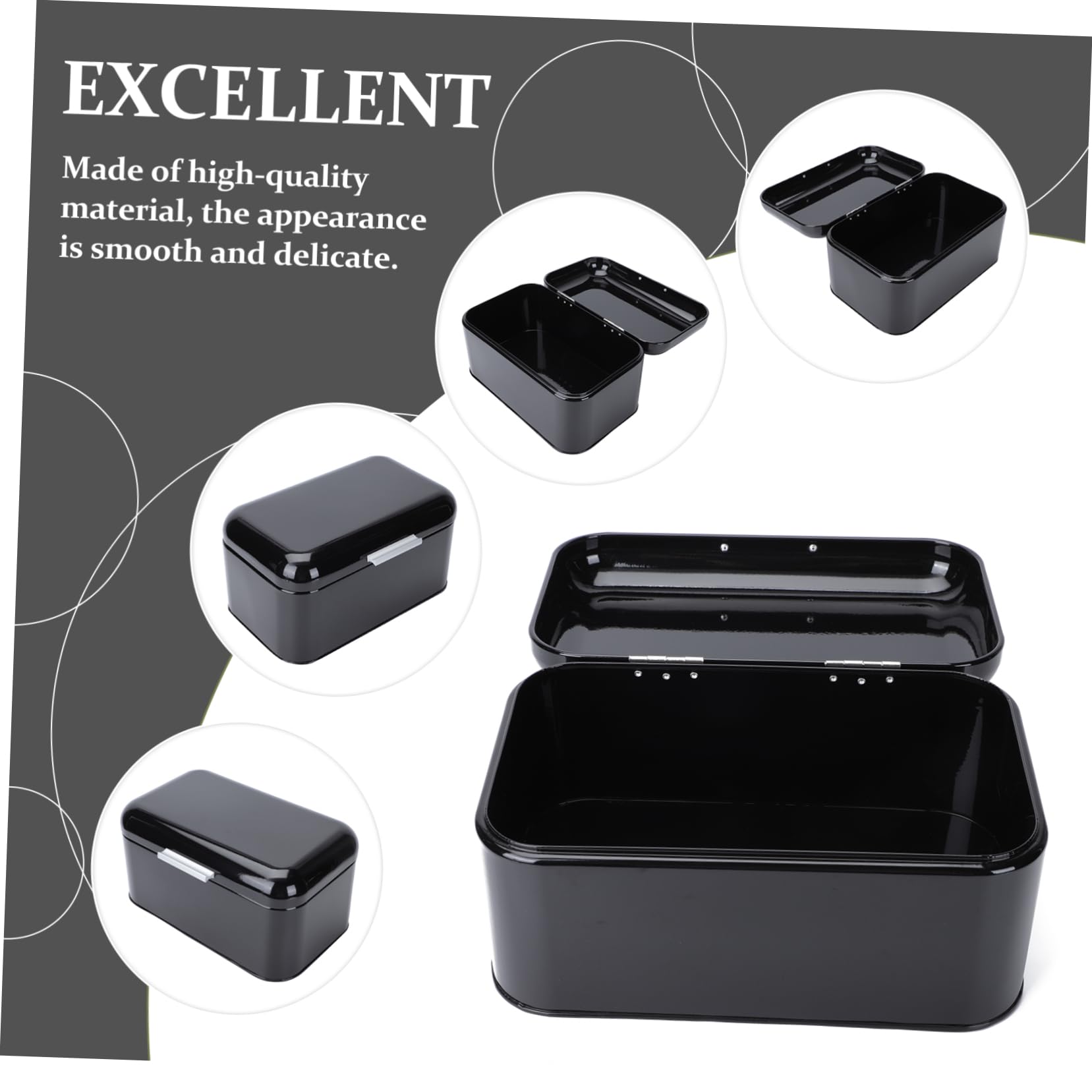 PRETYZOOM Caja Retro de Hierro Negra para Cocina Multifuncional Cierre Hermético y Almacenamiento Fácil para Alimentos y Pan