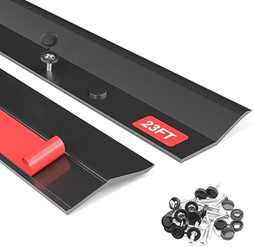 Garage Door Seal Top and Sides - Jobon 23FT Black Flexible TPE Self Adhesive Weather Stripping Kit | Block Rodents Drafts Rain Dust | Easy DIY Installation Universal Replacement