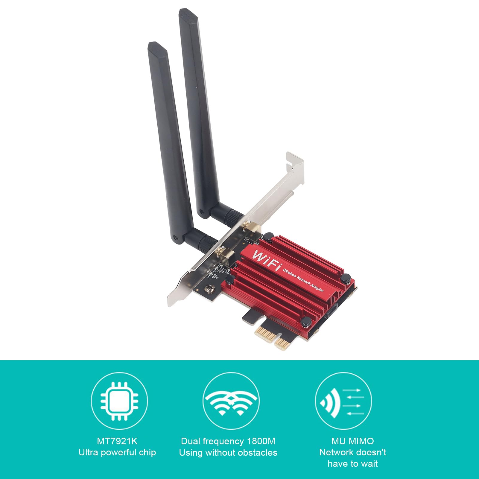 Scheda WiFi WiFi 6 PCIe, Scheda Wireless Dual Band 1800Mbps con Bluetooth 5.2, Sicurezza WPA3, Adattatore Wireless 802.11AX, per 11, 10 (64 bit)