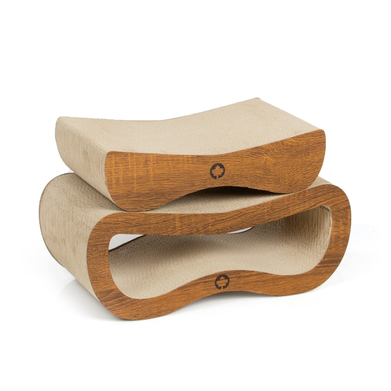 CanadianCat Company ® | Set di assi tiragraffi Orbit & Sella SMALL | Noce | con erba gatto | cartone di qualità | 2 mobili tiragraffi