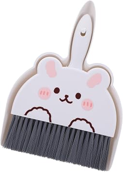 Upgrade Small White Broom and Dustpan Set, Hand Dustpan and Brush Set, Cute White Mini Broom and Dust pan Sets, Little Dust Pan for Home Use Tabletop Debris Cleaning Pet Guinea Pig Cages