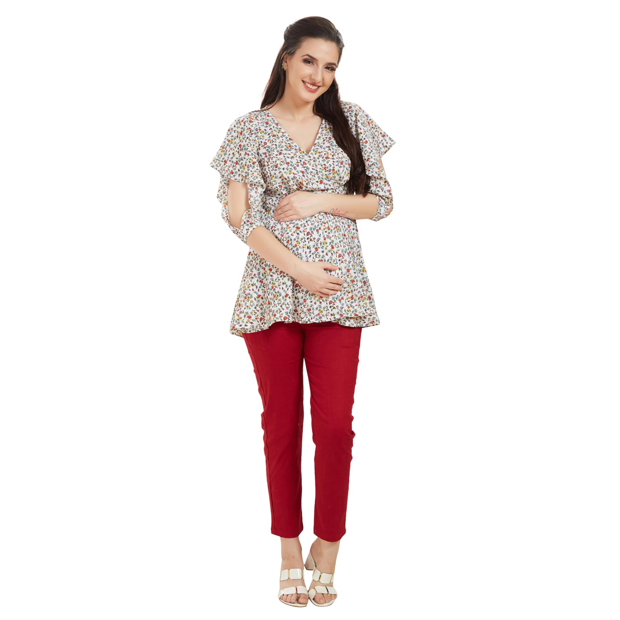 White Overlap Tieup Maternity Top-picture-53
