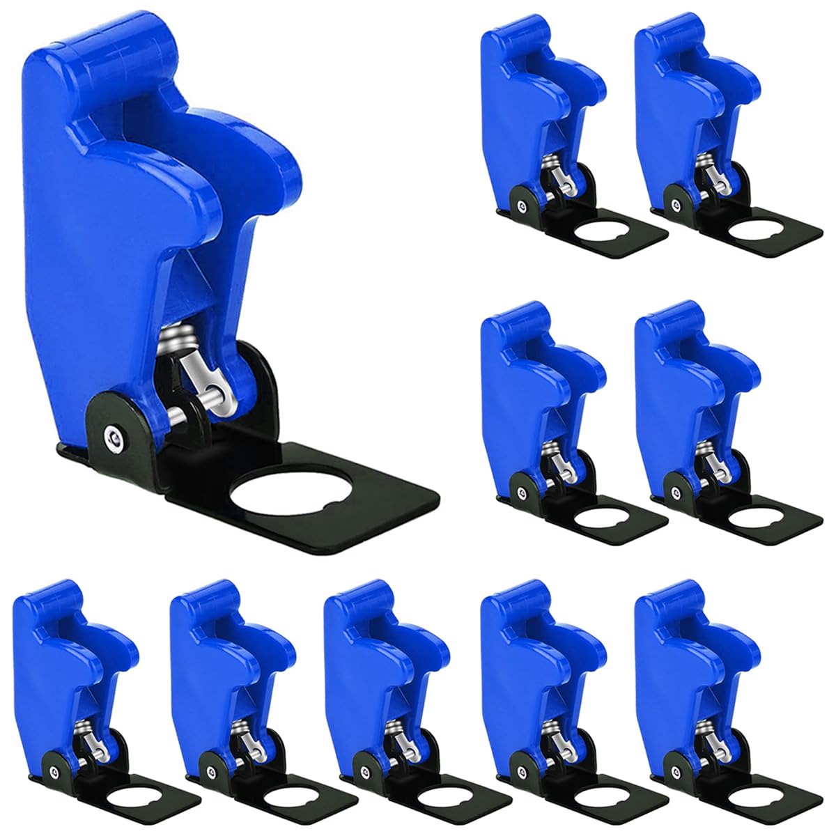 MKBKLLJY 10Pcs 12mm/0.47inch Mounting Hole Blue Safety Flip Covers Dustproof Waterproof Plastic Cap Aircraft Guard Cover for Toggle Bat-Handle Switch,Heavy Duty Toggle Rocker Switch