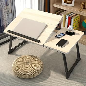 Bed Table for Laptop,Laptop Desk for Bed,Laptop Stand for Desk, Folding Laptop Lap Desk with 5 Adjustable Angles, Bed Tray with Cup Holder, TV Tray Table for Eating Reading Working