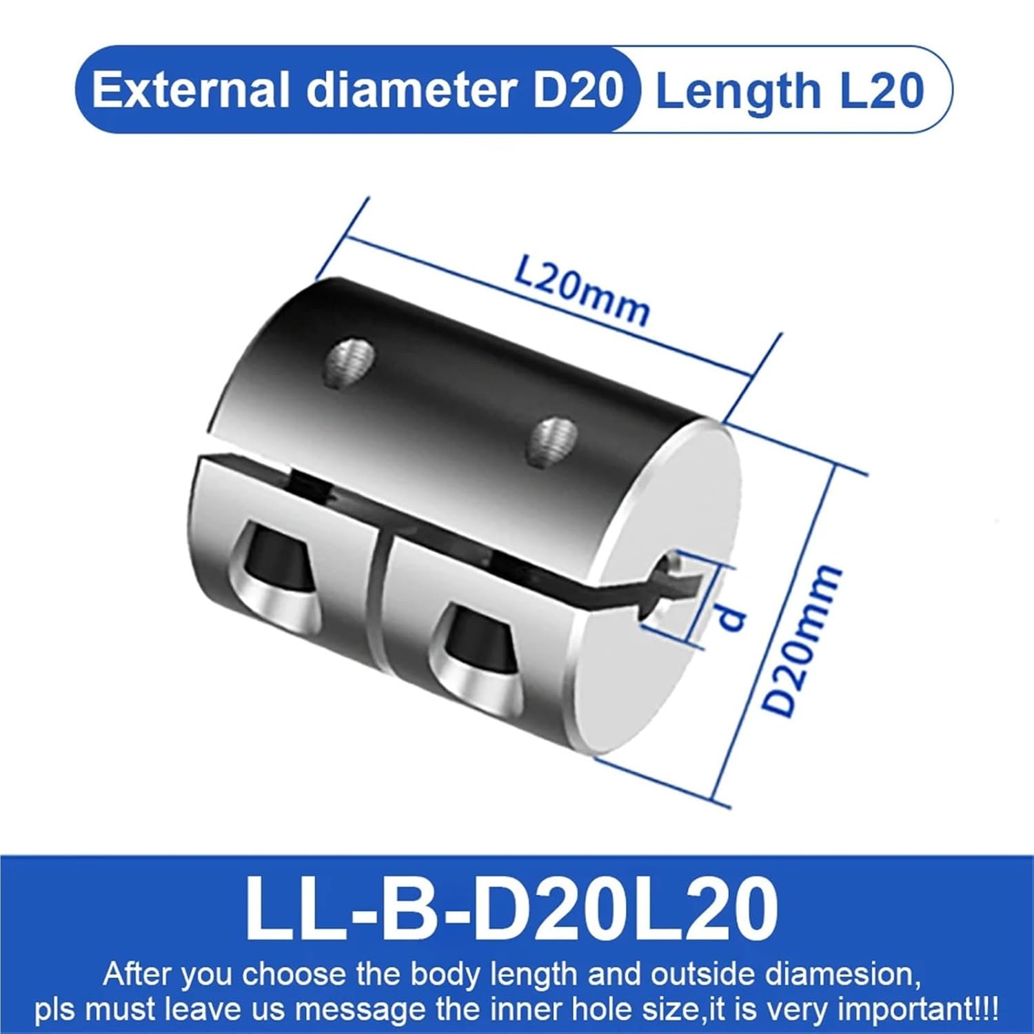 Shaft Coupling LL D20L20/20 Rigid Torque Motor Connector Coupler CNC Aluminium Universal Joint 3D Printer 1Pcs(LL-B-D20L20-9X9)