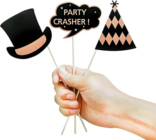 Miniatura 6 de 26 piezas de accesorios para cabina de fotos de fiesta con purpurina real, bonitos diseños para cumpleaños, bodas, graduación, graduación, Año