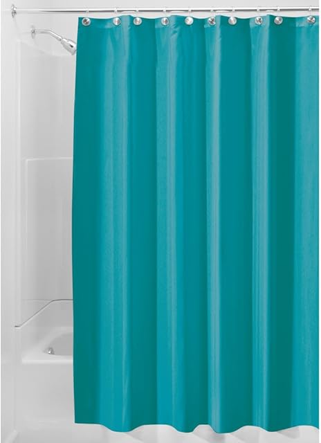 iDesign Poly Bath Curtains, Long Shower Curtain, Made of Polyester, Teal, 183 x 0.254 x 183 cm