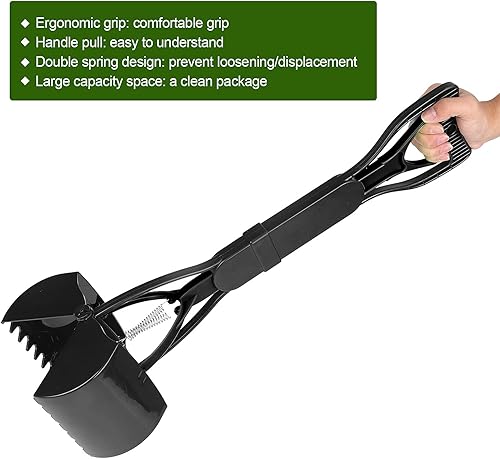 Miniatura 4 de Cuchara para perros con mango largo de 23.6 in con mango largo para recoger estiércol de mascotas con mango largo (negro)