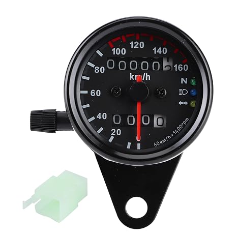 Motorcycle Speedometer, Universal Motorcycle Odometer, Dual Reading KM/H, Mph, Black