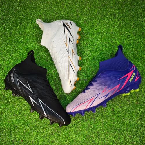 Image of Unisex FG Cleats Training Athletic Non-Slip Long Studs High-Top Football Soccer Shoes for Youth