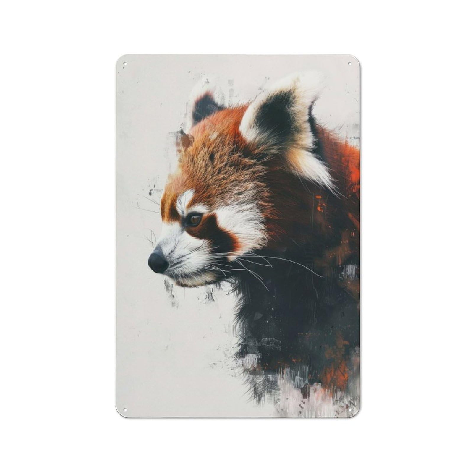 Junmoney Red Panda Profile Art 30X20cm Rustic Metal Sign With For Home Office Or Studio, Gift For Studio Owners During The Christmas Season