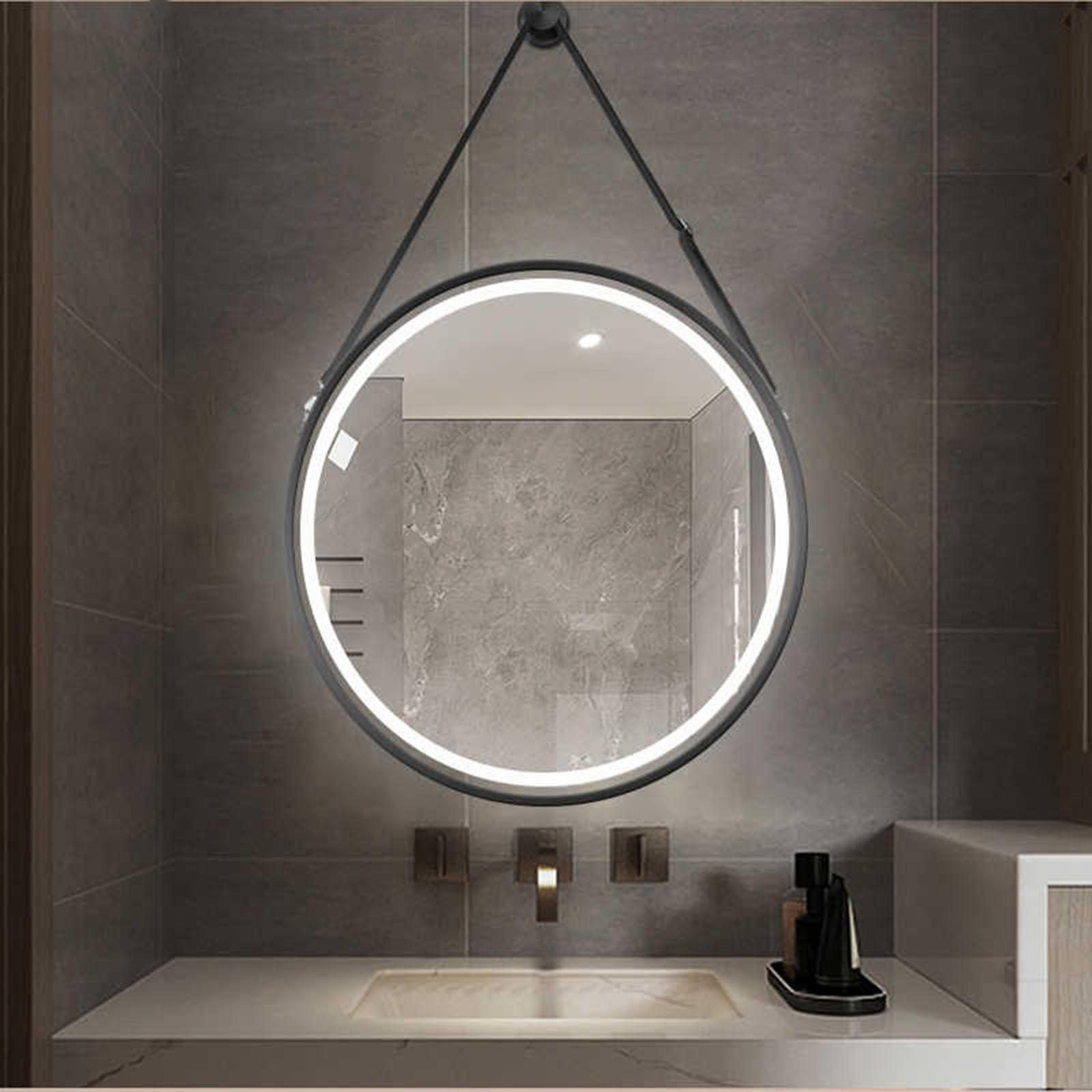Miroir de salle de bain rond LED antibuée mural Ø50cm