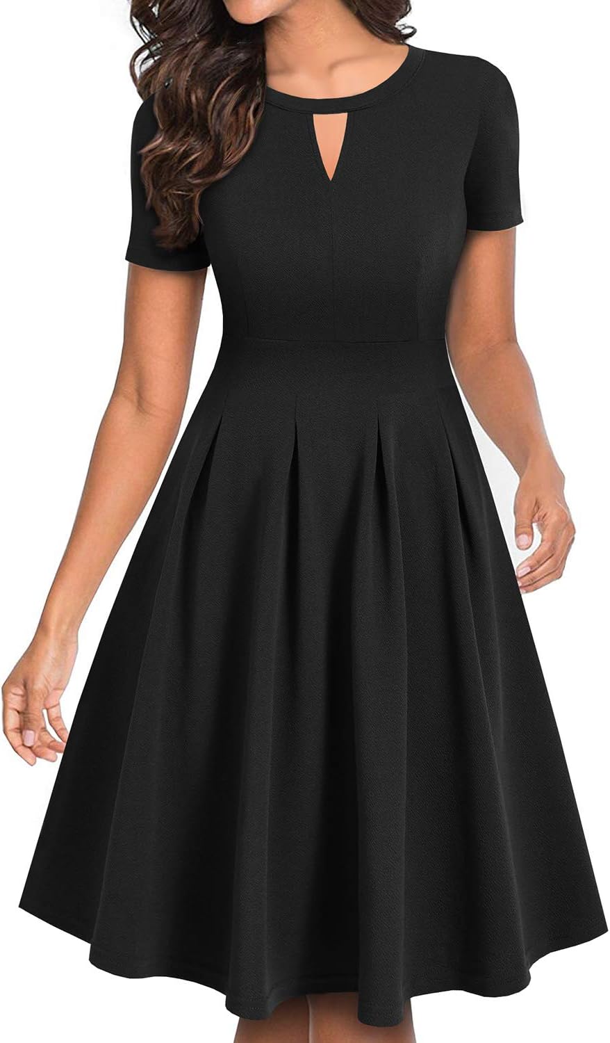 Women's Vintage Floral Flared A-Line Swing Casual Party Dresses with Pockets