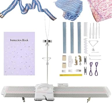 Knitting Machine for Adults - 6.5mm Mid Gauge with 150 Stitches, Hand Sweater Kit for Creating Socks, Hats, and Scarves