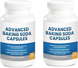 Advanced Baking Soda Capsules: Organic Use Aluminum Free Baking Soda w/Superfoods to Support Kidneys, Stomach Acid, Alkalinity, Immune, Antacid, Health & Wellness, Organic Use 2-Pack