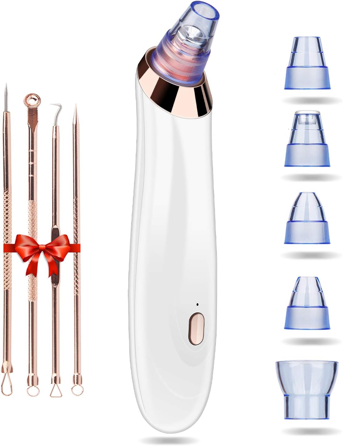 Blackhead Remover Pore Vacuum, 5 in 1 Rechargeable Blackhead Vacuum Tools Kit with 3 Adjustable Strength, Electric Comedo Suction Device with 5 Blackhead Extractor for Women Men Face Nose