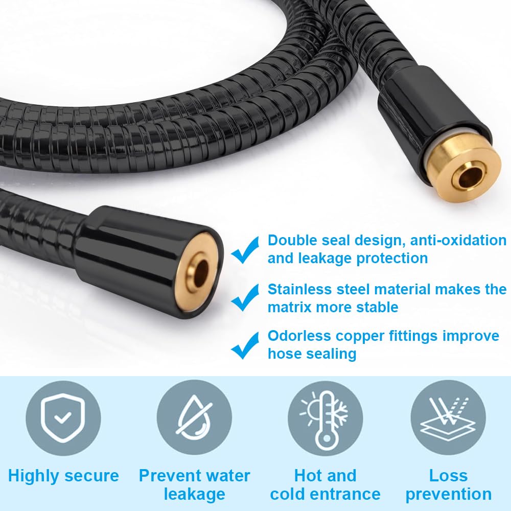 Premium Stainless Steel Shower Hose - 2m Leakproof and Anti-Kink Replacement Hose (Black) - Image 4