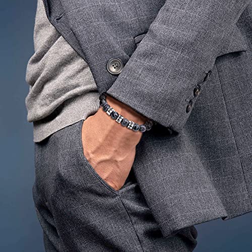 Orfan Custom Bead Bracelet With Name Personalized Stone Bead Bracelet For Men Chakra Stone Bracelets Personalized Bead Bracelet Men Customized Tiger Eye Lava Bracelet Men (Silver, Name 1) #TOP3