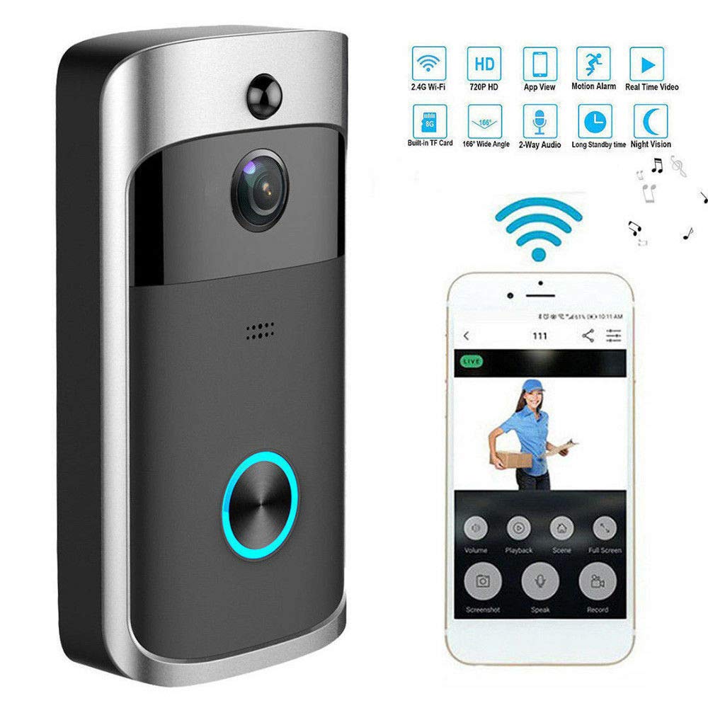 Doorbell Smart WiFi wideodomofon wi-fi dzwonek do drzwi kamera do mieszkania alarm na podczerwień bezprzewodowa kamera do monitoringu A