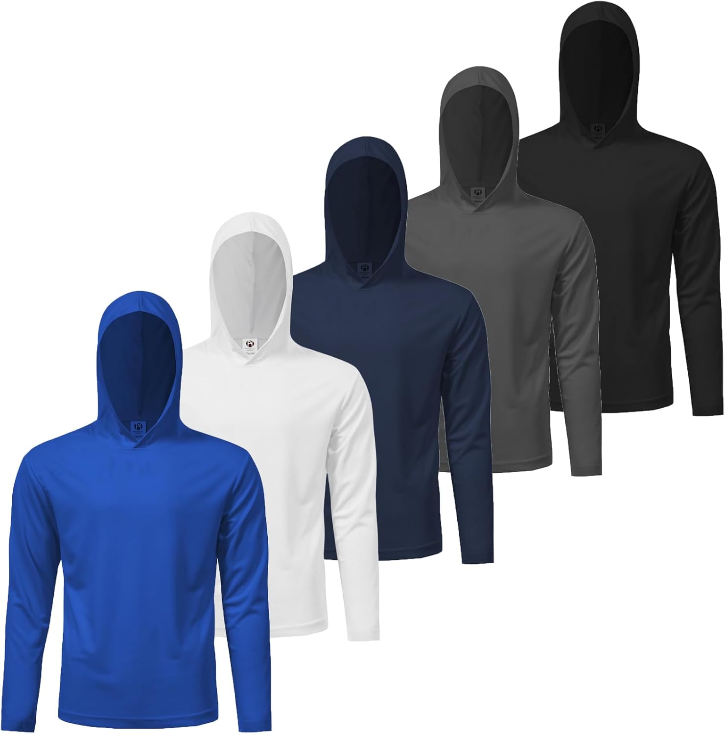 Mens Active Athletic T-Shirts Set Long Sleeve Sun Protective Quick Dry Hoodies Shirt 5 Pack