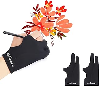 sonen -Artist Gloves for Drawing 2 Pack,Three-layer fixed anti-touch,Two Fingers Gloves for sketching, inking, coloring and digital drawing on graphics tablets, Universal Right and Left Hands