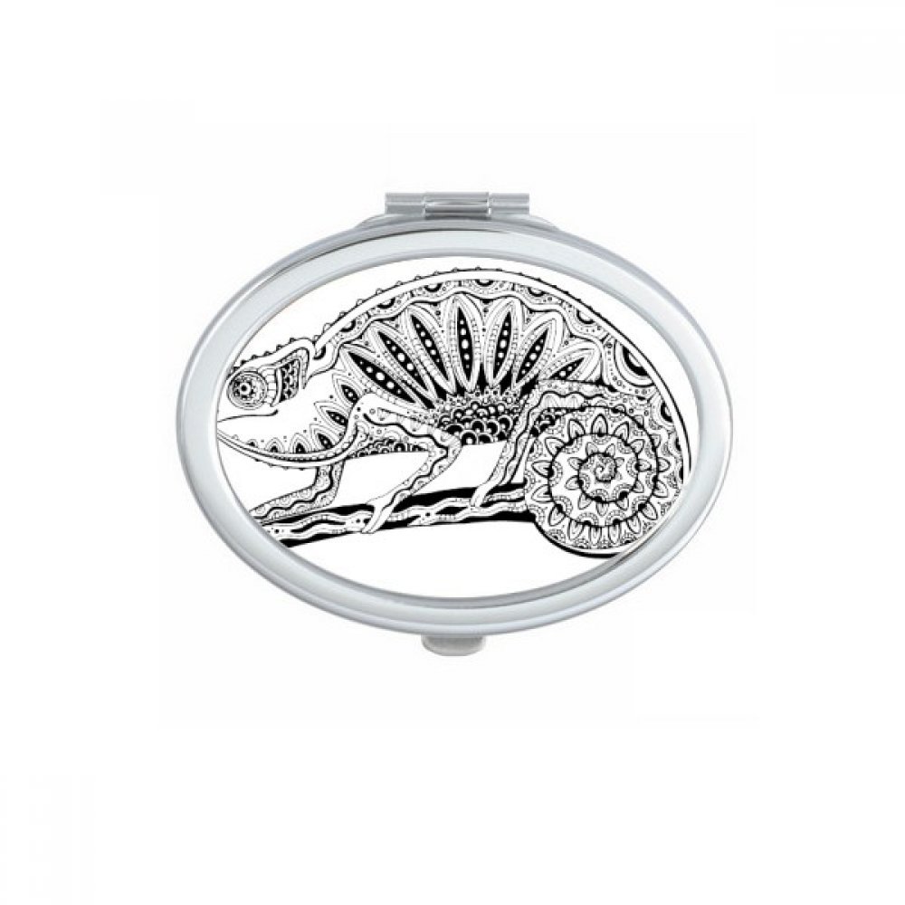 Miroir de poche lézard ovale et compact pour retouches maquillage