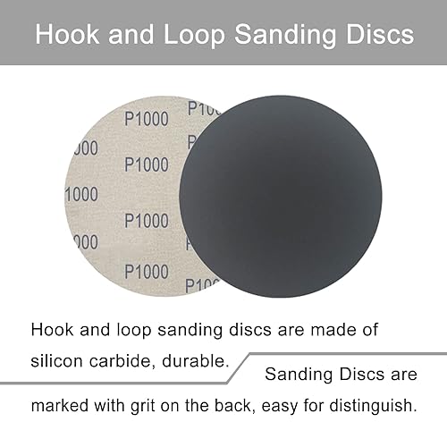 Miniatura 3 de 6 Inch 50 Pcs Wet Dry Sanding Discs Hook and Loop, 1000 1500 2000 3000 5000 Assorted Grit Waterproof Sandpaper Silicon Carbide for Random Orbital