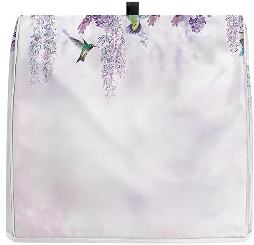 Miniatura 3 de Cubierta de licuadora de tamaño grande para 6-8 cuartos de galón de color morado con estampado floral de colibrí, cubierta de mezclador negro,