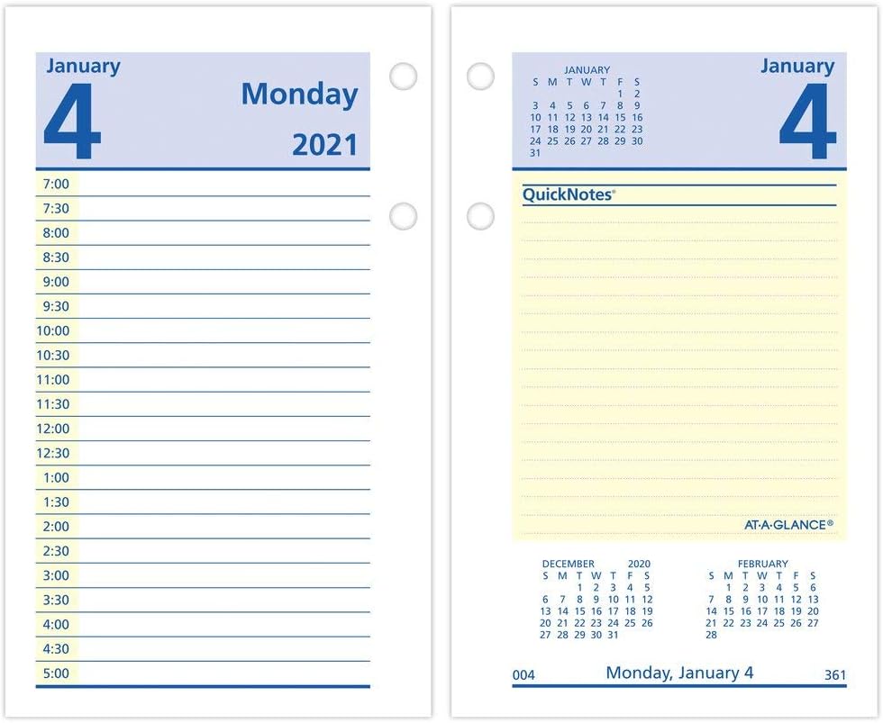 2021 Daily Desk Calendar Refill by AT-A-GLANCE, 3-1/2" x 6", Loose-Leaf, QuickNotes (E5175021)