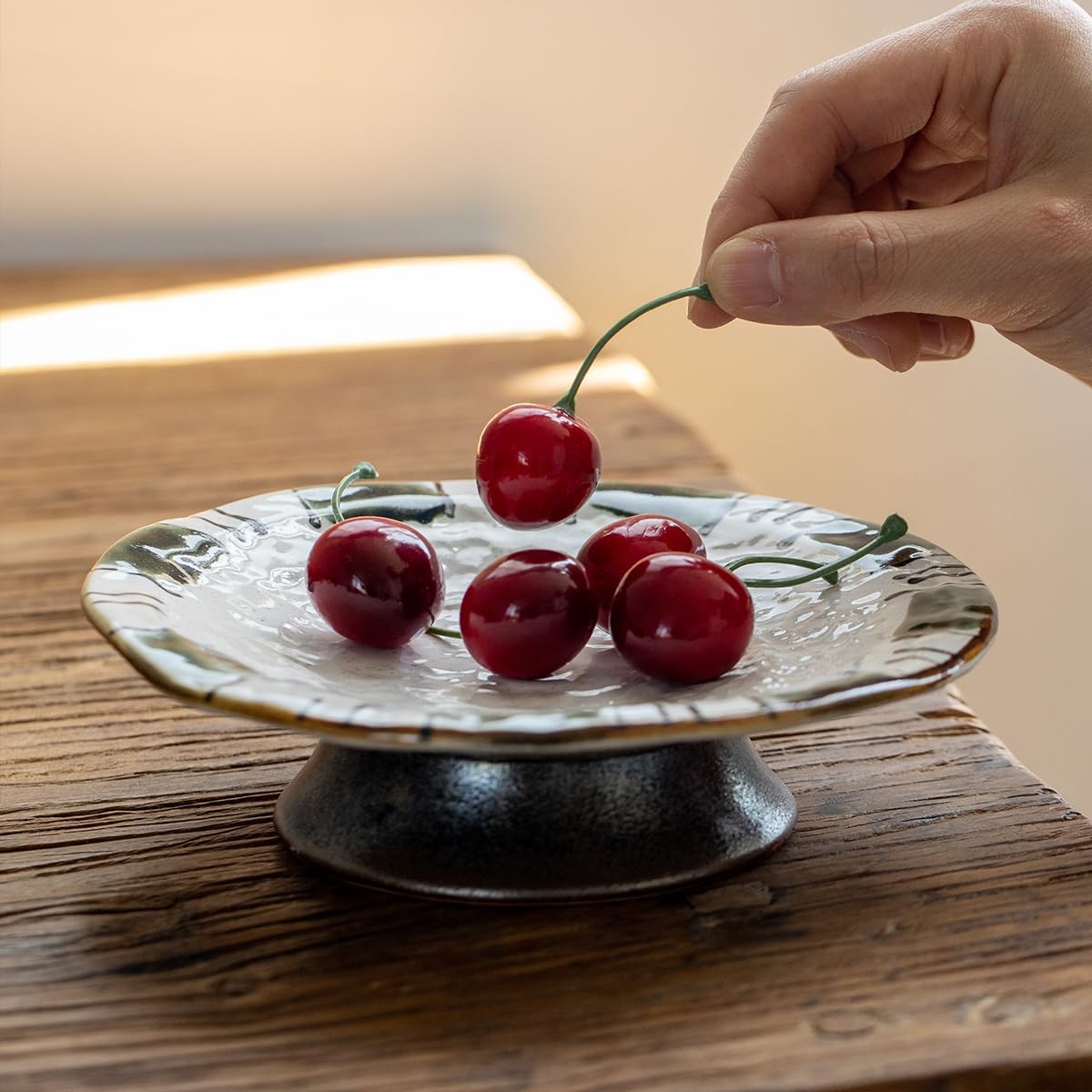 フルーツボウル レトロ ハイフットフルーツプレート セラミック