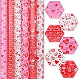  Qpout 6 Hojas Papel de Regalo de Corazones de Amor, 27.6 x 20 pulgadas, plegado, para el día de San Valentín boda rojo rosa blanco papel de regalo para aniversario día de la madre