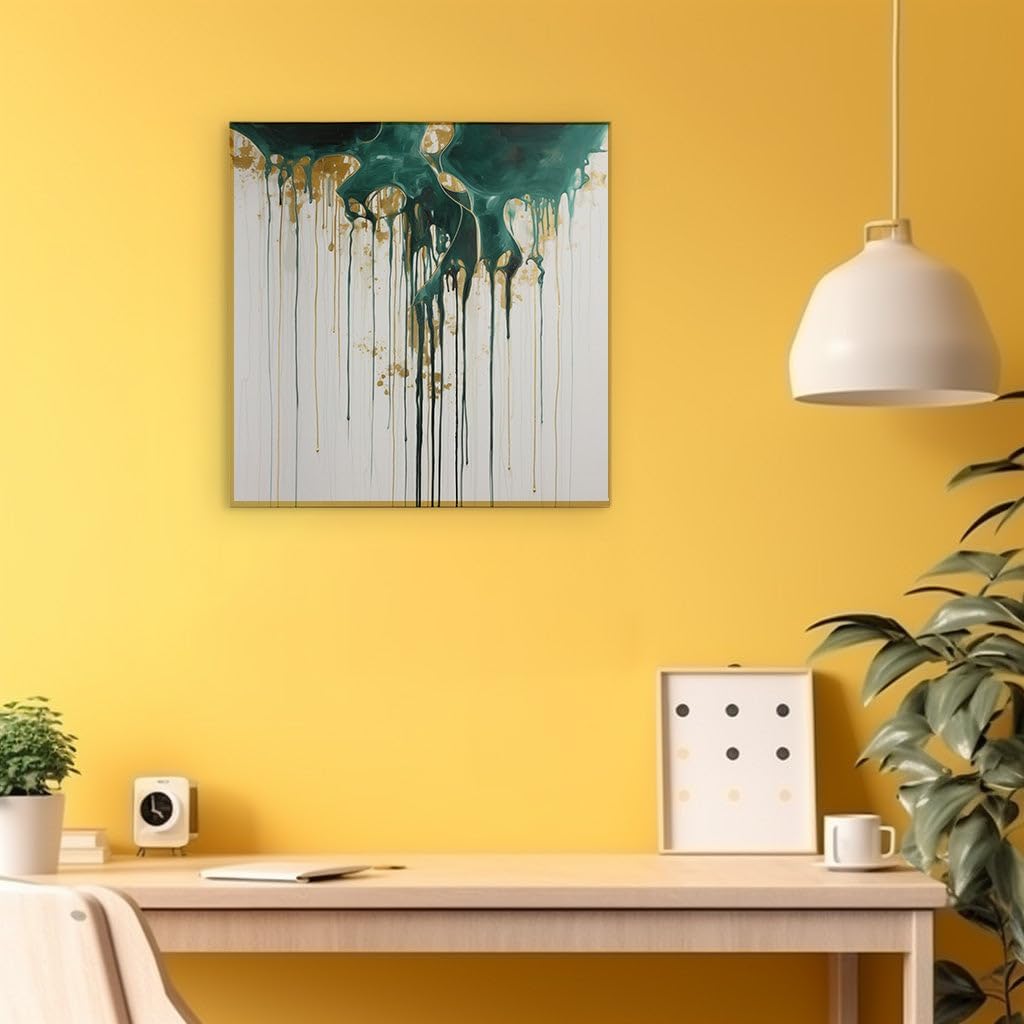 Canvas for Living room. Capturing Nature's Essence Through Green and Gold Fluidity in Art, 27 x 18 inch Canvas Wall Art - Beach Sunsets And Sunrises - Modern Home Decor
