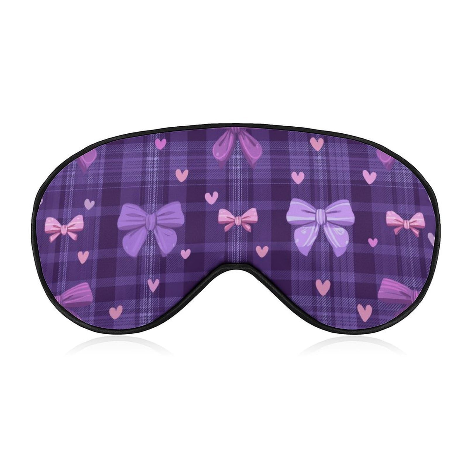 Sleep Mask Blackout Eye Mask for Sleeping Purple Bows Plaid Night Blindfold for Men Women