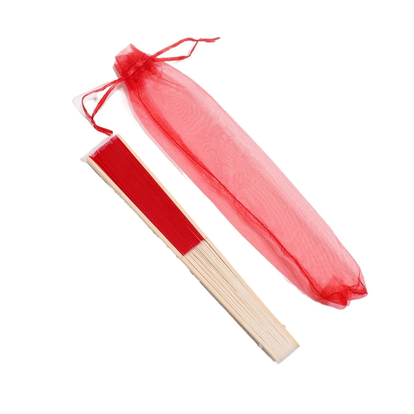 50 Stück Hochzeitsfächer, Faltbarer Handfächer, Partygeschenke, Handgefertigter Für Dekoration(Red)