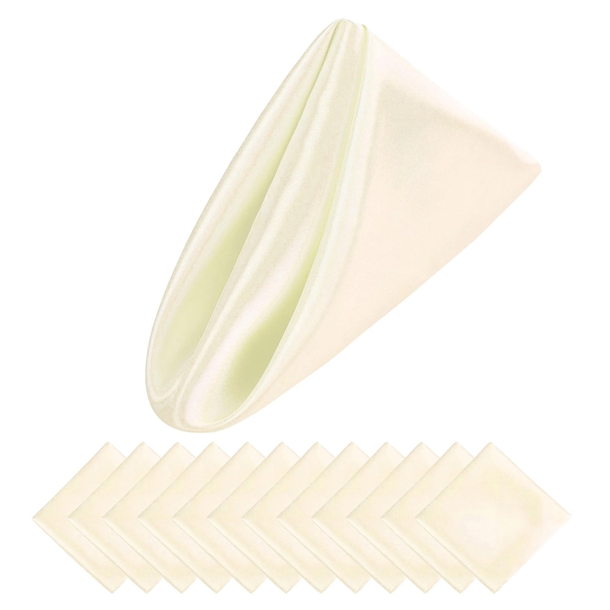 Napkins 30PCS 30x30cm Wedding Green Satin Napkin Soft Table Napkins For Romantic Party Dinner Decoration(30PCS Ivory)