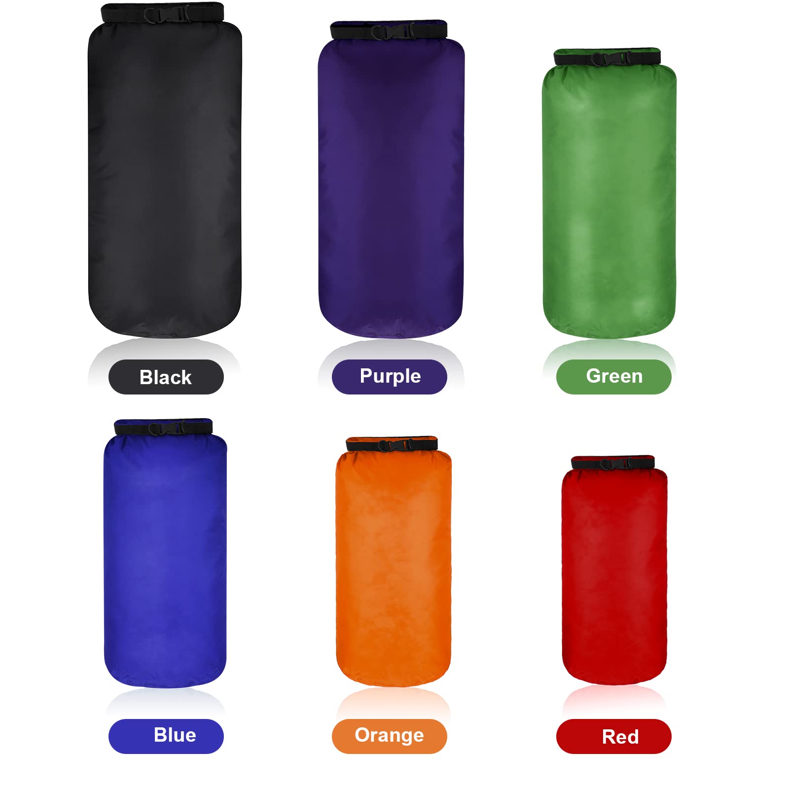 Shappy 6 Sacs Étanches Sac à Sec Ensemble Combiné de Sacs Étanches Légers Hermétiques avec Capacité de 20 L 15 L 10 L 8 L 5 L 3 L et Bretelle Longue Réglable pour Kayak Bateau