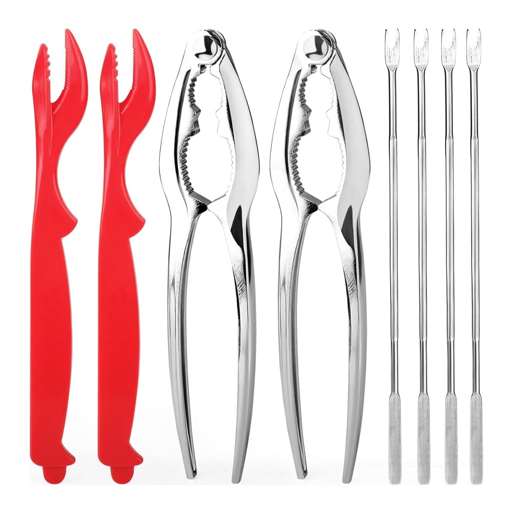 Sarini Seafood Tools Set Multifunctional Seafood Sheller Nut Holder 2 Crab Crackers 2 Lobster Crackers Picks 2 Crab Leg Forks
