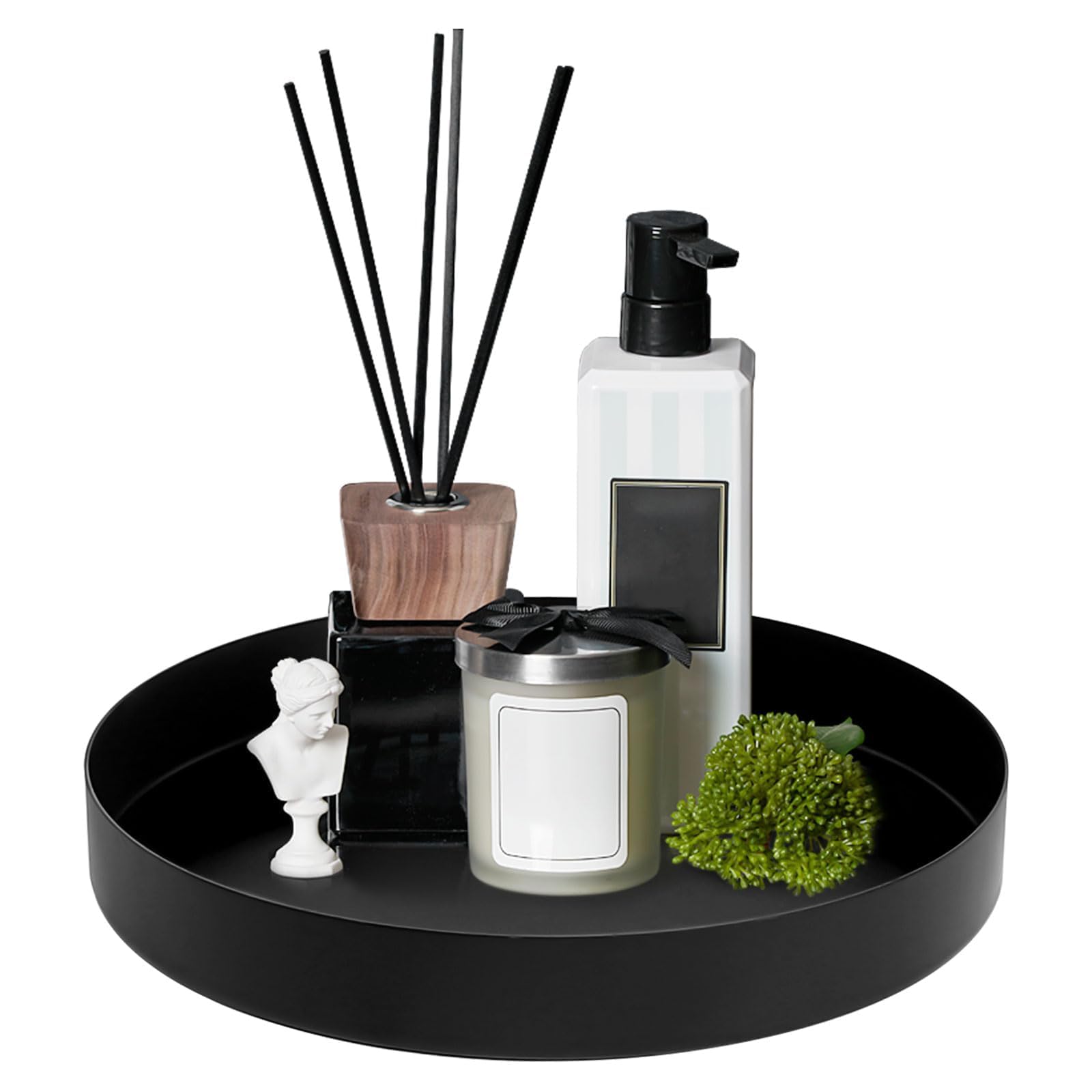 Schwarzes Tablett Rund 30cm - Edelstahl Deko Tablett Für Bar & Café