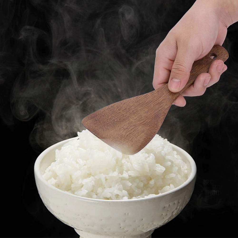 Pelle à Riz En Bois Massif – Manche Court, écologique, Idéale Pour Servir Riz Et Salades (12x8x5,5 Cm) - 12
