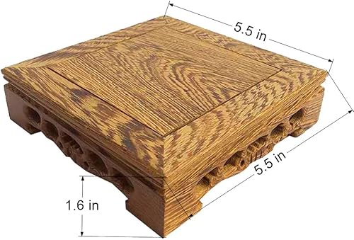 Miniatura 3 de Base de madera china de pollo con base de madera, jarrón cuadrado para plantas, adorno de Buda