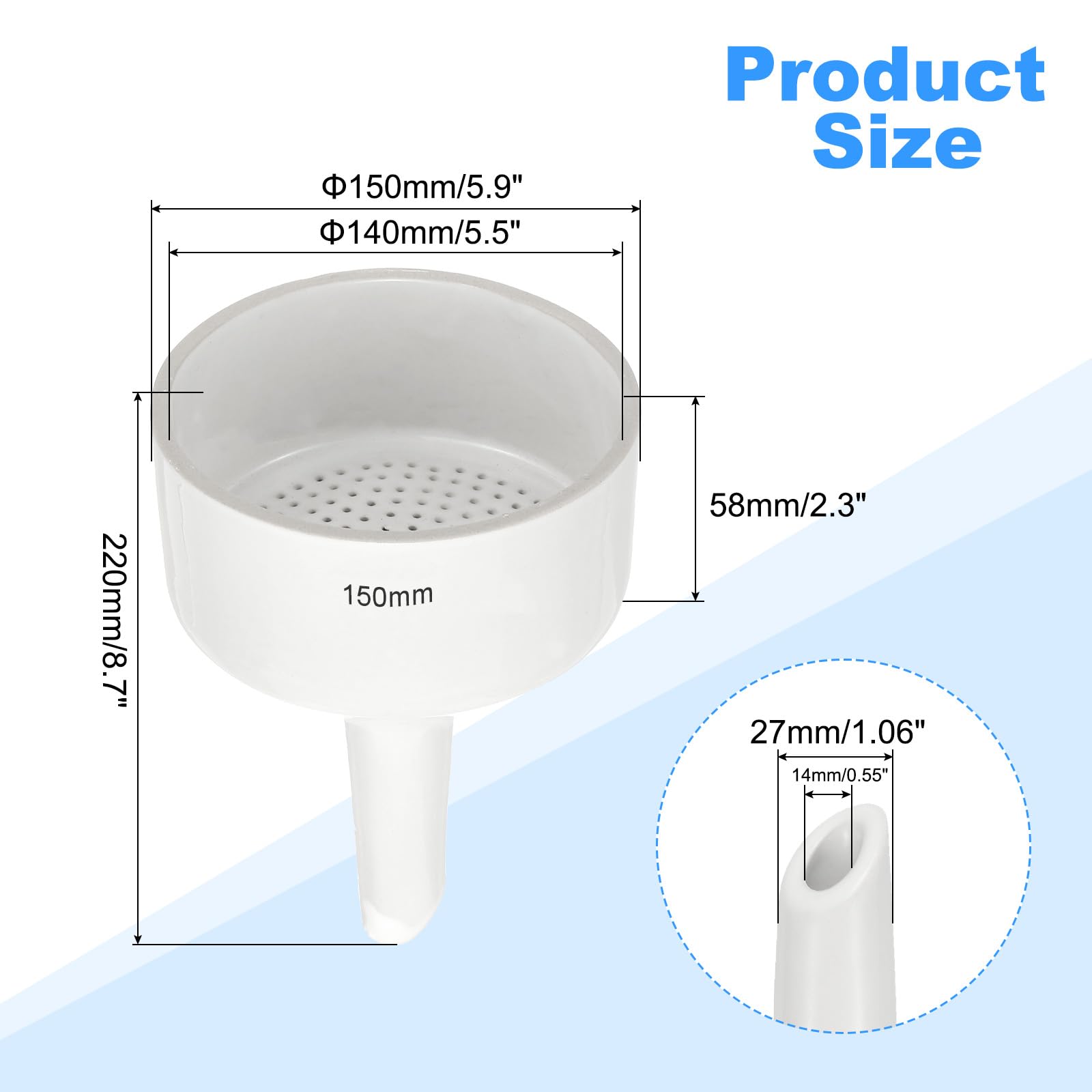 PATIKIL Porzellan Büchnertrichter Büchner Filter Separations Trichter Für Labor Experimente Weiß OD 150mm ID 140mm