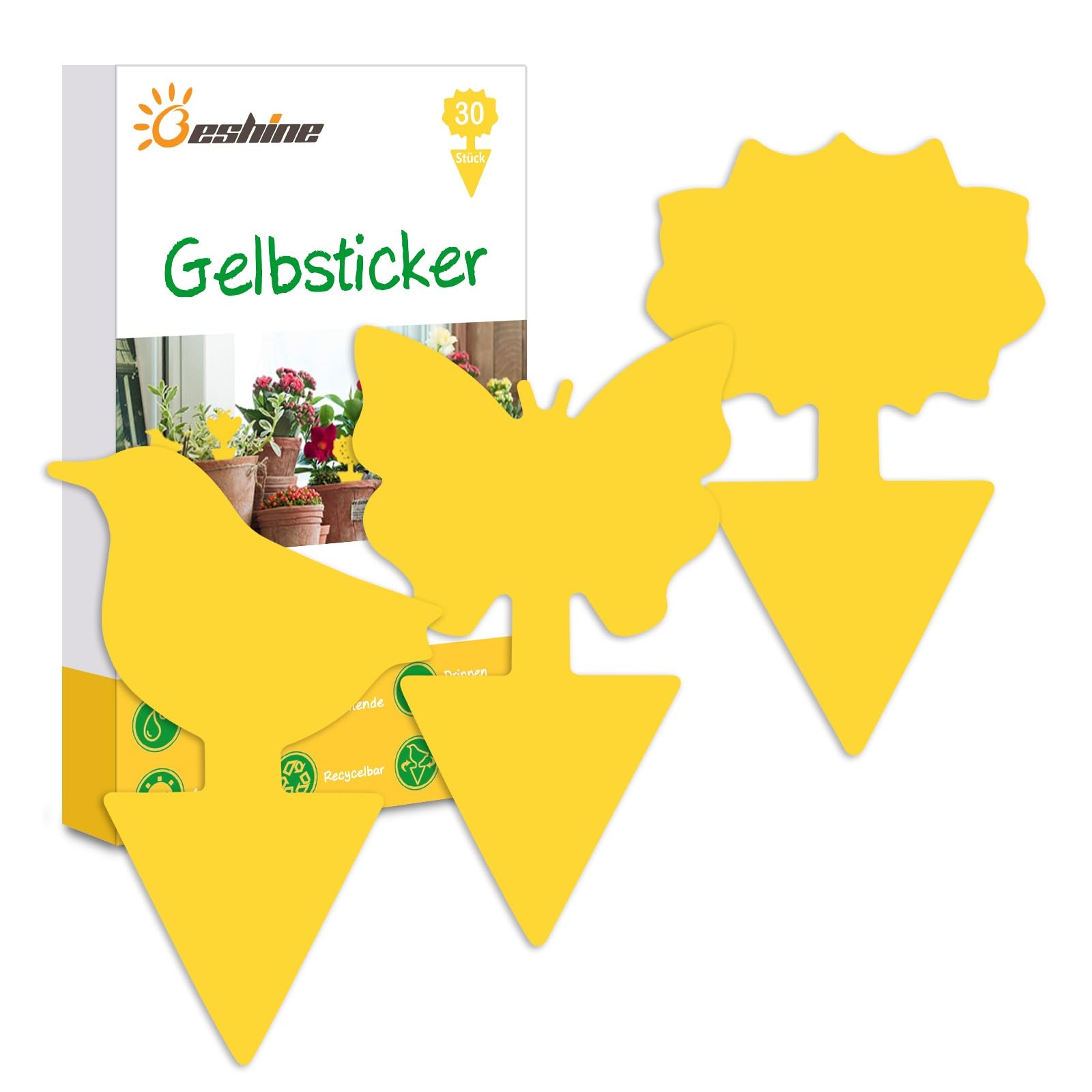 Beshine Gelbsticker, 30 Stück Gelbtafeln Trauermücken Bekämpfen klebriger Fänger für Pflanzen Innen- und Außeninsekten Fliegenkontrolle, wasserdicht und ungiftig