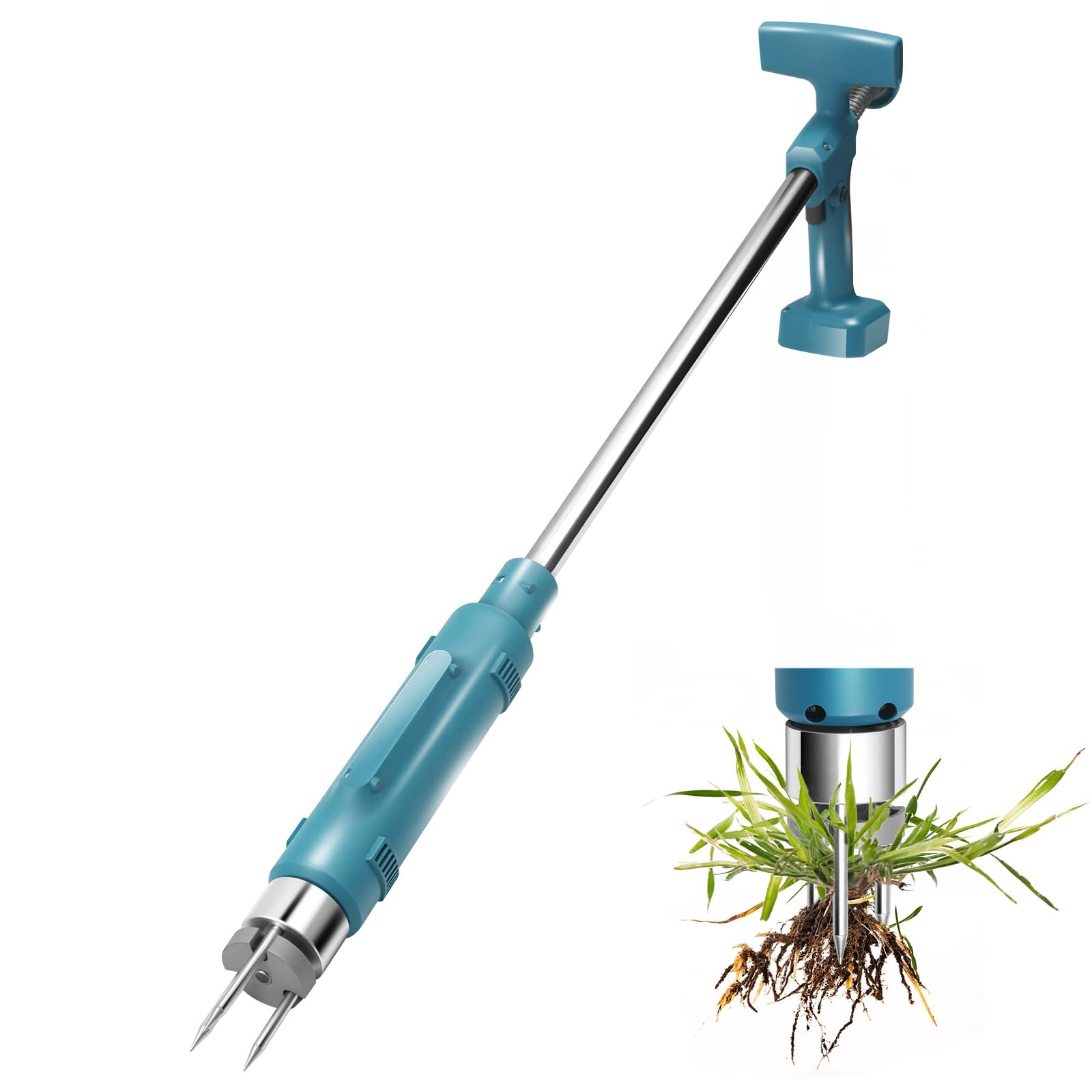 MaxAwe Electric Weed Puller Tool for Makita 18V, Long Handle Weeder Hand Tool w/ 3 Claws Steel Head, Stand Up Gardening Hand Weeding Tool w/Mechanism for Lawn, Yard, Garden(Battery Not Included)