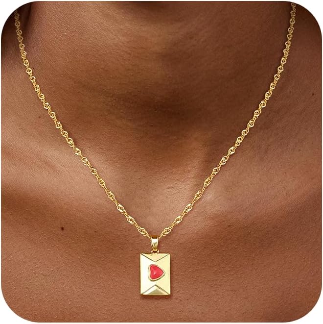 Heart Necklace Women Gold Silver Tiny Pink Jewelry Gift