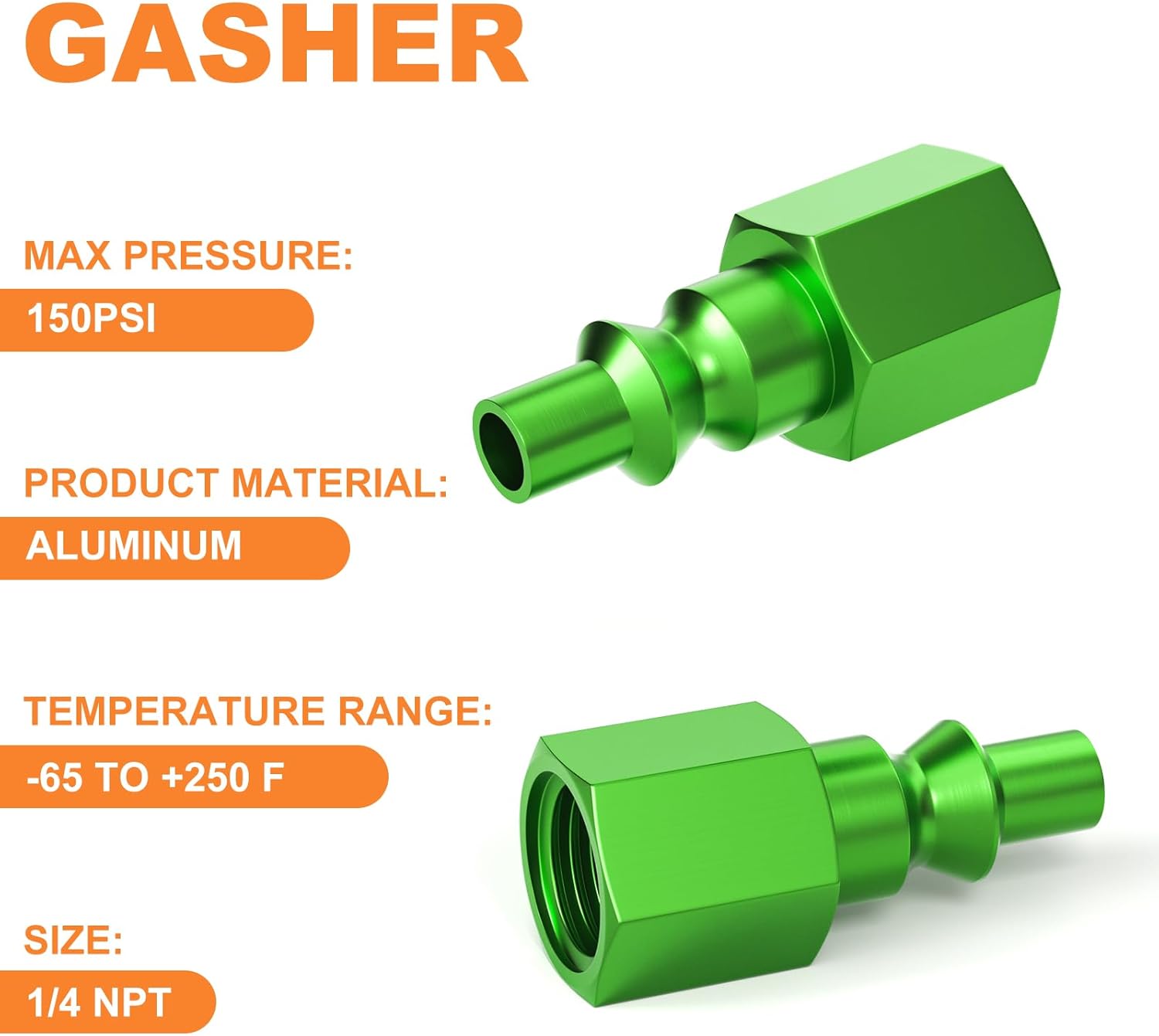 GASHER 10PCS Aluminum 1/4-Inch NPT Female Industrial Air Fitting, 1/4-Inch High Flow Pneumatic Plugs-ARO Style, 1 4 npt quick connect (ARO Style)