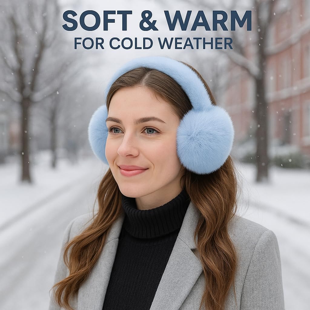Foldable Ear Muffs for Women Cold Weather Fluffy Earmuffs Winter Warm Headband Cute Slouchy Ear Warmers